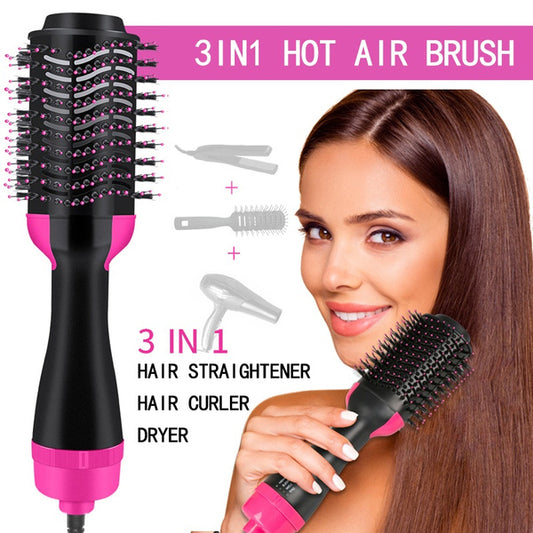 3-in-1 Hot Air Brush | Professional One-Step Hair Dryer, Straightener & Curler Styling Tool