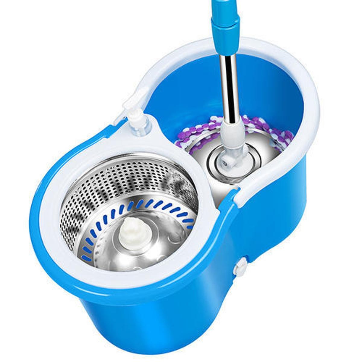 Easy Spin Magic Mop Set with Steel Bucket – 360° Rotating Microfiber Floor Cleaner for Home & Office
