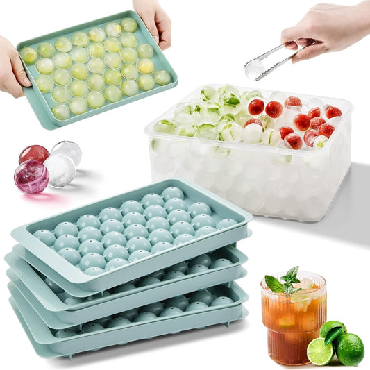 Round Ice Cube Tray & Ice Sphere Ball Maker with Storage Container – Reusable Ice Mold for Drinks, Cocktails & Whiskey