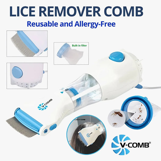 Professional Anti Lice Metal Comb with 4 Filters | Stainless Steel Fine Tooth Head Lice & Nit Removal Comb