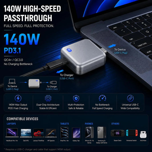PopGuard 140W Automatic Charging Disconnector – Smart Battery Protector with Auto Power Cut-Off for Fast Charging Safety