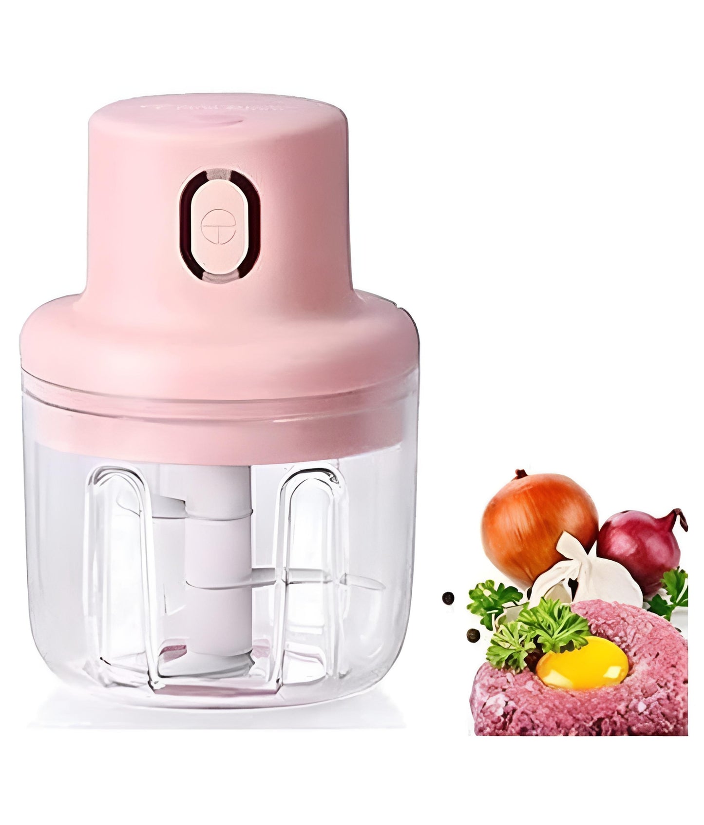 Pink USB Wireless Electric Garlic Masher, Sturdy Press Mincer, Vegetable Chili, Meat Grinder