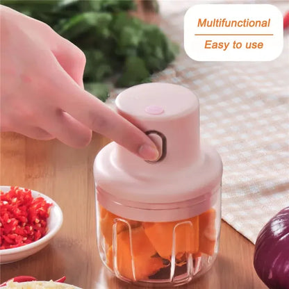 Pink USB Wireless Electric Garlic Masher, Sturdy Press Mincer, Vegetable Chili, Meat Grinder
