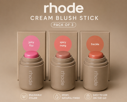 Rhode Cream Blush Stick Set of 3 | Hydrating Blendable Cheek & Lip Makeup Stick