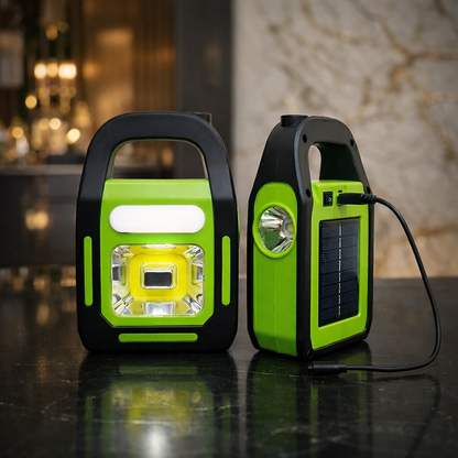 Solar Rechargeable 3-in-1 Emergency Light – Portable LED Work Lamp, Flashlight & Power Bank