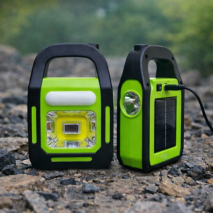 Solar Rechargeable 3-in-1 Emergency Light – Portable LED Work Lamp, Flashlight & Power Bank