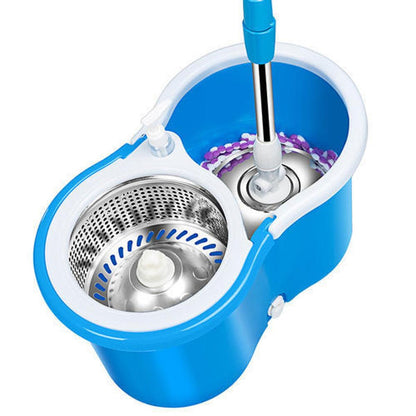 Easy Spin Magic Mop Set with Steel Bucket – 360° Rotating Microfiber Floor Cleaner for Home & Office
