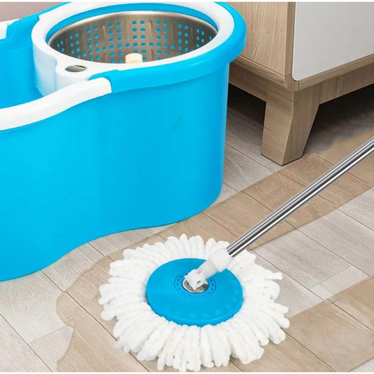 Easy Spin Magic Mop Set with Steel Bucket – 360° Rotating Microfiber Floor Cleaner for Home & Office