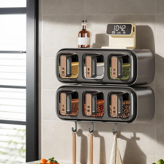 Wall Mounted Seasoning Box – Transparent Spice Storage Container & Space Saving Kitchen Organizer