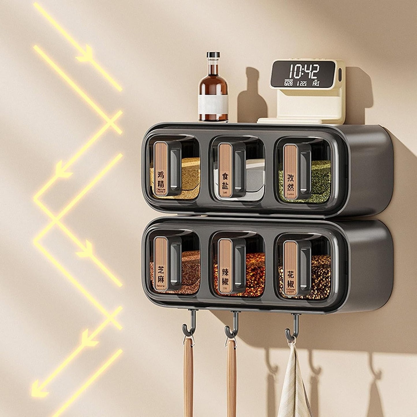 Wall Mounted Seasoning Box – Transparent Spice Storage Container & Space Saving Kitchen Organizer