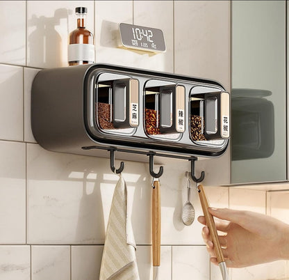 Wall Mounted Seasoning Box – Transparent Spice Storage Container & Space Saving Kitchen Organizer