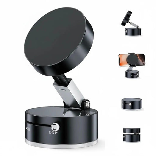 Vacuum Double-Sided Magnetic Phone Holder – 360° Rotating Universal Mobile Stand Mount for Car & Desk