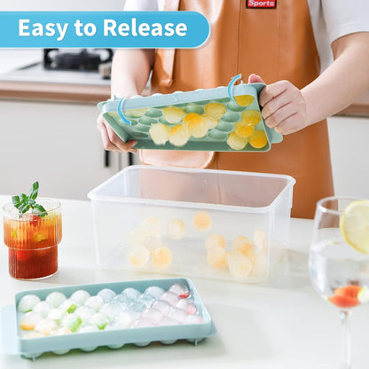 Round Ice Cube Tray & Ice Sphere Ball Maker with Storage Container – Reusable Ice Mold for Drinks, Cocktails & Whiskey