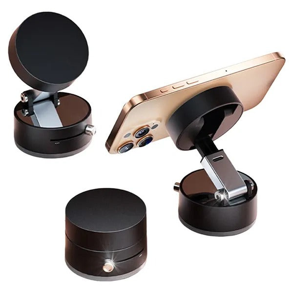 Vacuum Double-Sided Magnetic Phone Holder – 360° Rotating Universal Mobile Stand Mount for Car & Desk