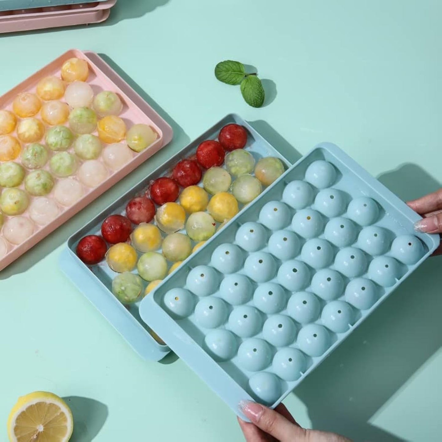 Round Ice Cube Tray & Ice Sphere Ball Maker with Storage Container – Reusable Ice Mold for Drinks, Cocktails & Whiskey