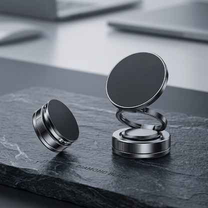 Vacuum Double-Sided Magnetic Phone Holder – 360° Rotating Universal Mobile Stand Mount for Car & Desk