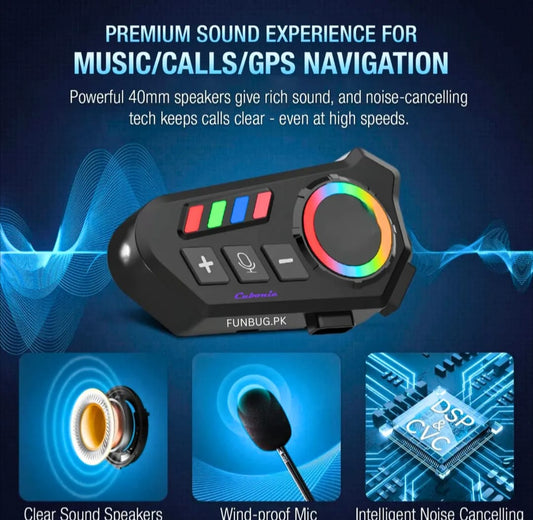 K06A Motorcycle Helmet Bluetooth Headset – Wireless BT 6.0 Intercom Earphone with CVC Noise Reduction, IP67 Waterproof & Type-C Charging