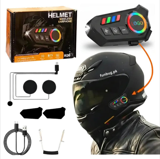 K06A Motorcycle Helmet Bluetooth Headset – Wireless BT 6.0 Intercom Earphone with CVC Noise Reduction, IP67 Waterproof & Type-C Charging