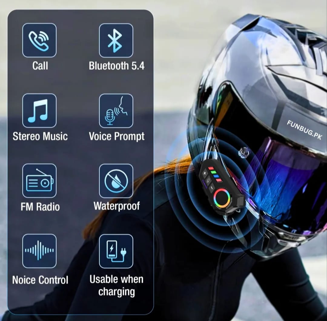 K06A Motorcycle Helmet Bluetooth Headset – Wireless BT 6.0 Intercom Earphone with CVC Noise Reduction, IP67 Waterproof & Type-C Charging