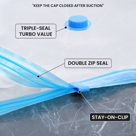 Vacuum Storage Bags Set of 5 – Space Saver Compression Bags with Hand Pump for Clothes, Bedding, Blankets & Travel