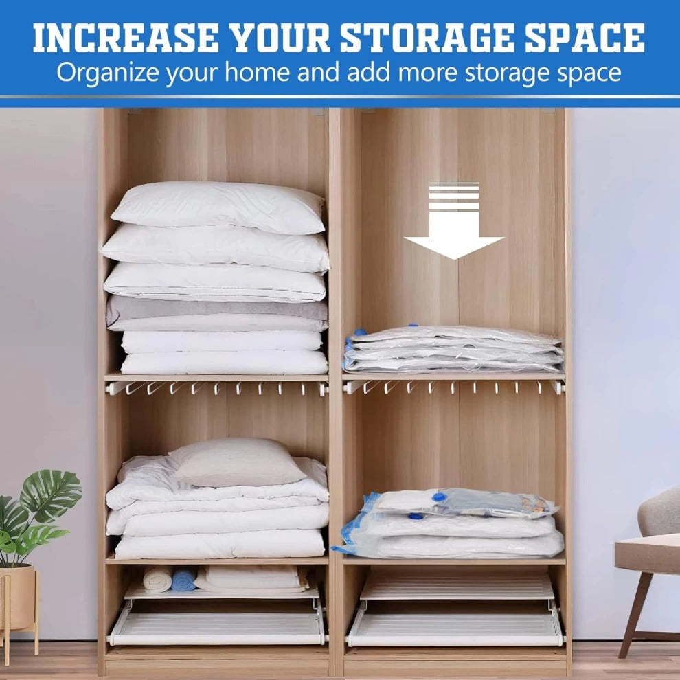 Vacuum Storage Bags Set of 5 – Space Saver Compression Bags with Hand Pump for Clothes, Bedding, Blankets & Travel