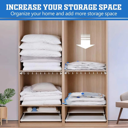 Vacuum Storage Bags Set of 5 – Space Saver Compression Bags with Hand Pump for Clothes, Bedding, Blankets & Travel