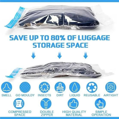 Vacuum Storage Bags Set of 5 – Space Saver Compression Bags with Hand Pump for Clothes, Bedding, Blankets & Travel