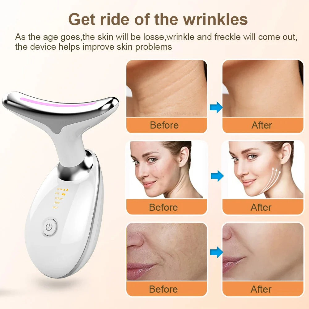 EMS Microcurrent Face &amp; Neck Lifting Massager with LED Ligh